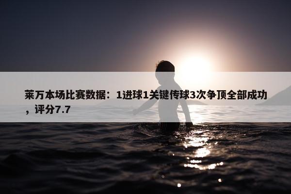 莱万本场比赛数据：1进球1关键传球3次争顶全部成功，评分7.7