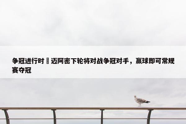 争冠进行时⌛迈阿密下轮将对战争冠对手，赢球即可常规赛夺冠